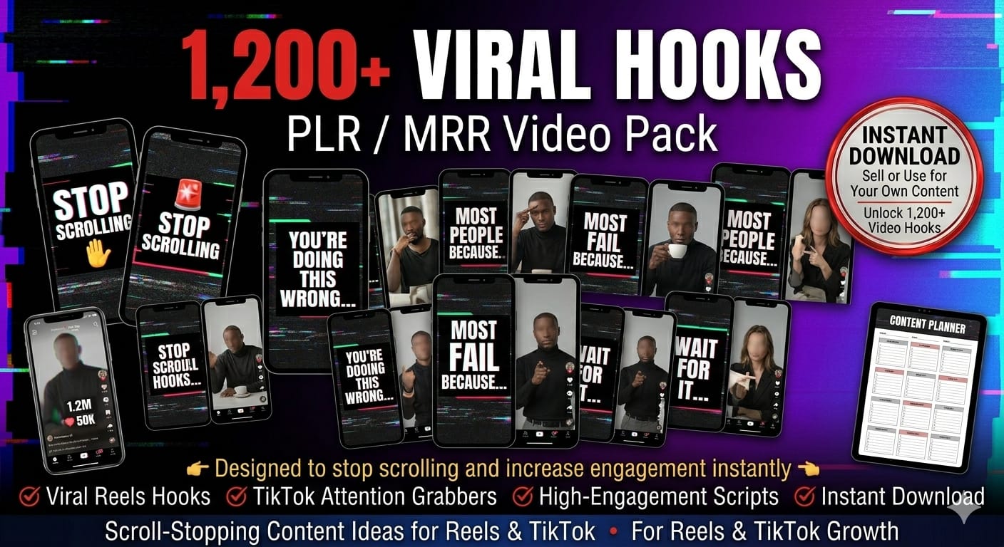1200 VIRAL HOOK VIDEOS STARTER PACK