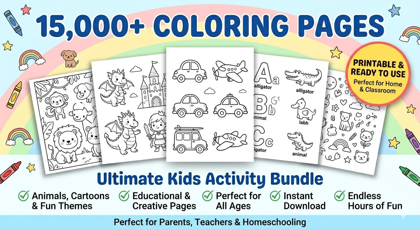 15 000 KIDS COLOURING PAGES MEGA BUNDLE