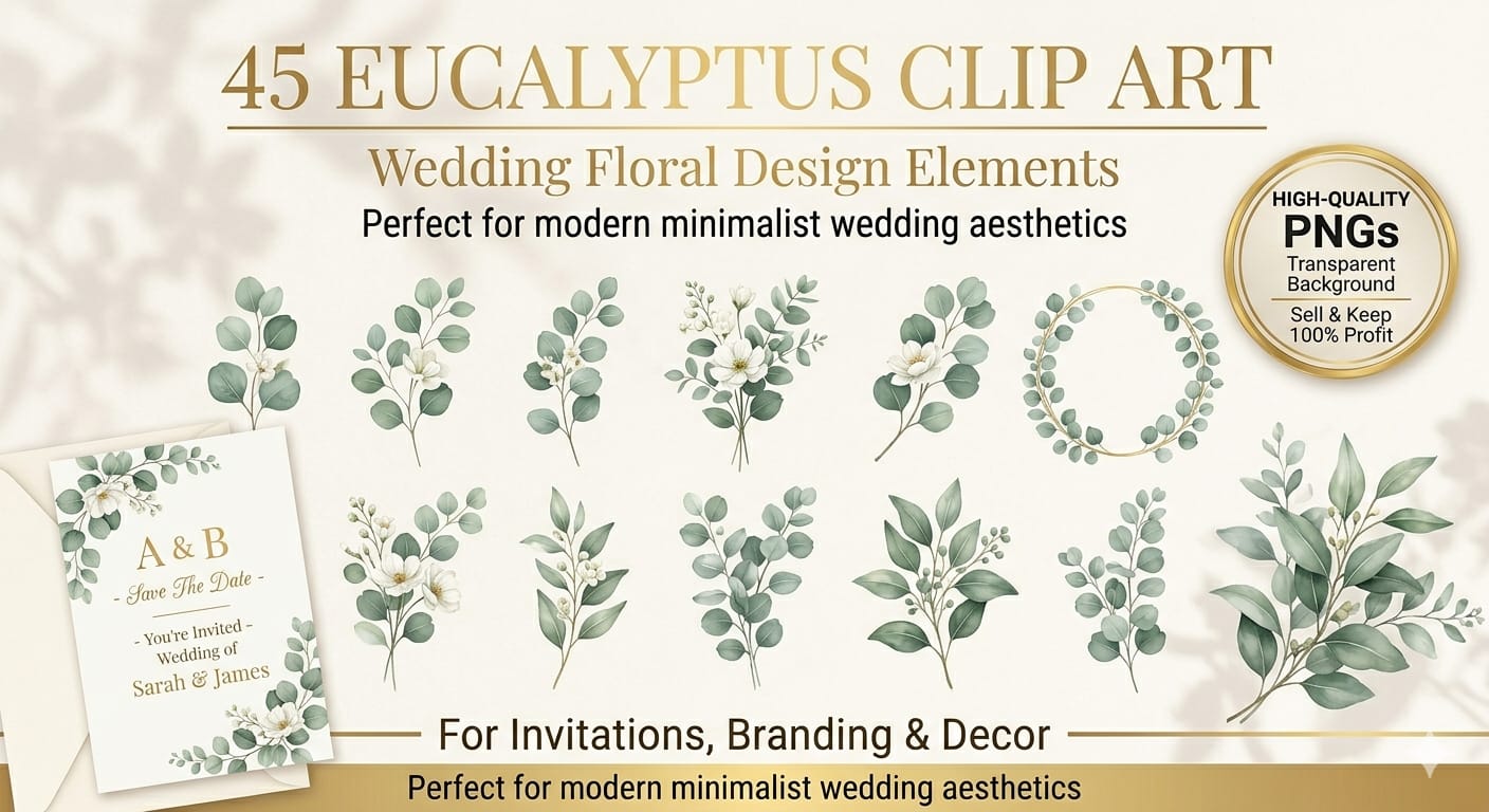 45 EUCALYPTUS WEDDING CLIP ART