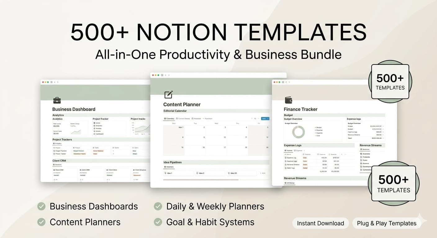 500+ NOTION TEMPLATES